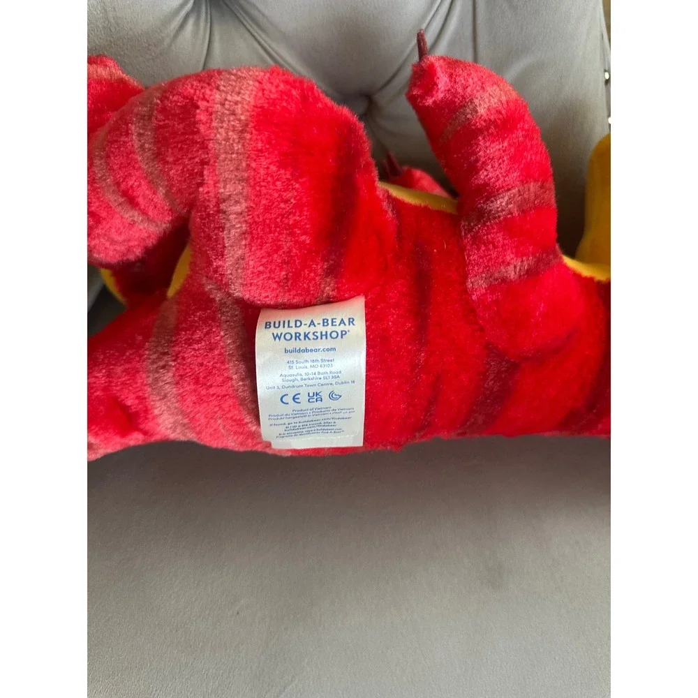 Build-A-Bear Workshop Red Striped T-Rex Dinosaur Plush 15 Inch Stuffed AnimalEUC